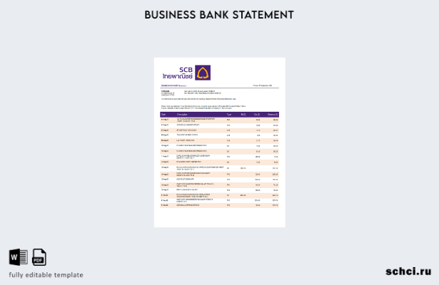 цифровая загрузка выписки по счету предприятия Siam Commercial Bank Шаблон в фор